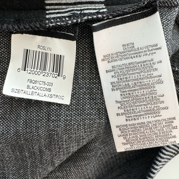 BCBG MaxAzria Roslyn Belted Gray Striped Trimmed A-line Dress - Picture 6 of 8